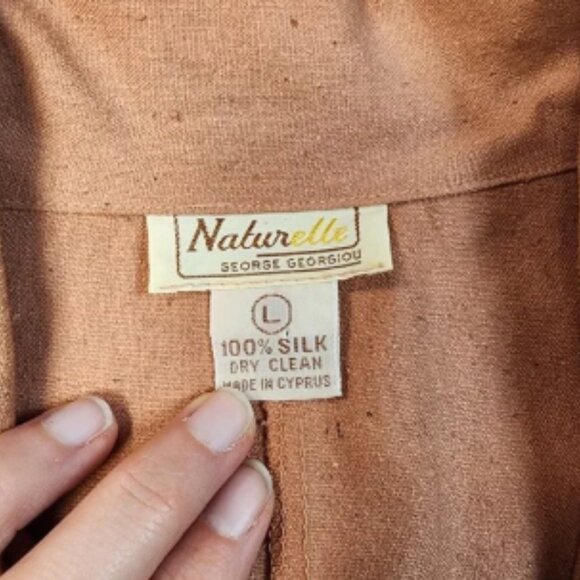 Vintage Naturelle Raw Silk Shirt Dress GEORGE GEORGIOU (L) | Western Boho Chic - Picture 7 of 8